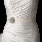 Belt with Silver Clear Crystal Sunburst Brooch 61