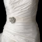 Belt with Silver Clear Crystal Flower Brooch 62