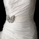 Belt with Silver Clear AB Marquise Crystal Butterfly Brooch 7444