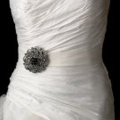 Belt with Antique Silver Black Swirl Rhinestone Brooch 79