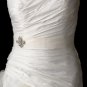 Belt with Silver Clear AB Fleur De Lis Crystal Brooch 80