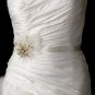 Belt with Gold Plated with Clear Rhinestones & Ivory Feather Clip 456