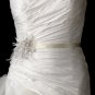Belt with Silver Plated with Clear Rhinestones & White Feather Clip 456