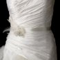Belt with Silver Clear Rhinestones & Floral Swirl Feather Fascinator Organza Clip 462