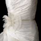 Belt with Ivory Haute Couture Pearls & Rhinestones Feather Fascinator Clip 471