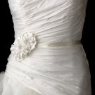 Belt with Ivory Vintage Ruffle Fabric Flower Clip 472