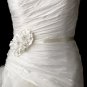 Belt with Ivory Vintage Ruffle Fabric Flower Clip 472