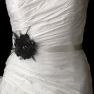 Belt with Jeweled Flower Feather Fascinator Comb 7024