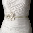Belt with Crystals & Beads Fabric Flower Comb 8416