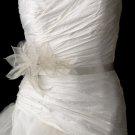 Belt with Rhinestones & Pearls Mesh Flower Feather Fascinator Comb 7805