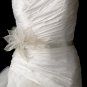 Belt with Rhinestones & Pearls Mesh Flower Feather Fascinator Comb 7805