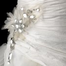 Belt with Couture Clear Crystals Feather Fascinator Clip 8105