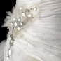 Belt with Couture Clear Crystals Feather Fascinator Clip 8105