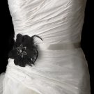 Belt with Crystals, Beads, Feathers, and Mesh Fabric Flower Clip 8106