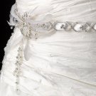 Silver White Vintage Satin Ribbon with Feather Accent Belt or Headpiece 1532
