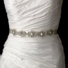 Vintage Satin Ribbon Belt or Headband 8288 with Emerald Shaped Crystals & Rhinestones