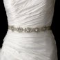 Vintage Satin Ribbon Belt or Headband 8288 with Emerald Shaped Crystals & Rhinestones