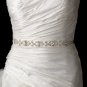 Vintage Satin Ribbon Belt or Headband 8440 with Clear Floral Leaf Crystals & Rhinestones