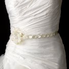 Silver Accented White Ribbon Belt or Headband 8531 with Feathers