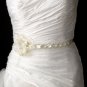 Silver Accented White Ribbon Belt or Headband 8531 with Feathers