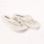 Summer ~ Low Heel White Wedge Flip Flops with Sequins & Swarovski Crystals