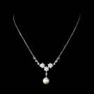 Gorgeous Silver Clear Rhinestone & Ivory Pearl Flower