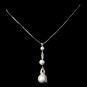 Classy Silver Clear CZ & White Pearl Drop Necklace