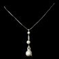 Classy Silver Clear CZ & White Pearl Drop Necklace