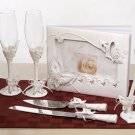 Butterfly Guest Book/Pen, Flutes & Server Set