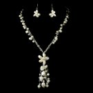 Necklace Earring Set NE 8384 Silver White