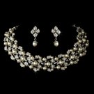 Silver Diamond White Necklace Earring Set NE 969