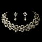 Silver Diamond White Necklace Earring Set NE 969