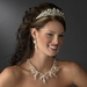 Stunning Silver Clear Crystal & Ivory Freshwater Pearl Necklace & Earring Set 8470