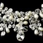 Gorgeous Silver Clear Crystal & Ivory Freshwater Pearl Necklace & Earring Set 9783