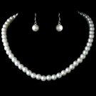 Necklace Earring Set 10913 Silver White
