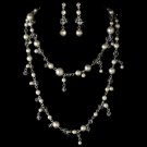 Necklace Earring Set 8396 Silver Ivory
