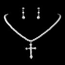 Necklace Earring Set 407 Silver White
