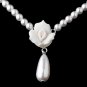 Necklace Earring Set 409 Silver White