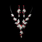 Necklace Earring Set 8280 Silver Red