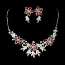 Necklace Earring Set NE 8100 Silver Red