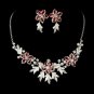 Necklace Earring Set NE 8100 Silver Red