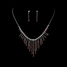 Necklace Earring Set 3126 Silver Red