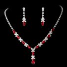 Necklace Earring Set 9235 Silver Red