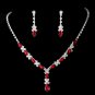 Necklace Earring Set 9235 Silver Red