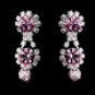 Silver Necklace & Earring Set with Light Rose Crystals and Clear Rhinestones 4362