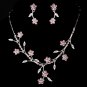 Necklace Earring Set NE 363 Silver Pink
