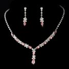 Necklace Earring Set 9235 Silver Pink