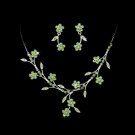 Necklace Earring Set 363 Silver Green