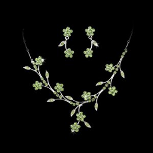 Necklace Earring Set 363 Silver Green