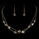 Necklace Earring Set NE 8268 Gold Light Brown